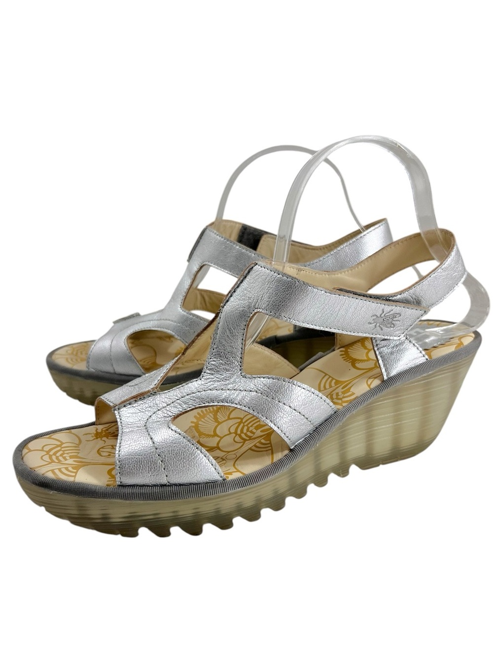 Fly London YOTU472FLY Platform Wedge Sandal Silver